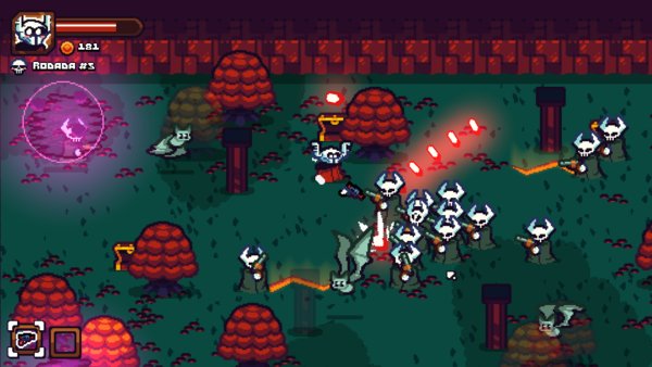 Screenshot of the Doomed to Hell protagonist being attacked by an army of demons