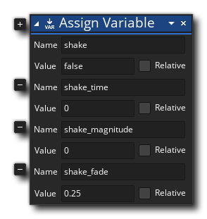 Screenshake Controller Variables